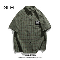 GLM森马集团品牌短袖衬衫男夏季韩版翻领文艺潮流百搭开衬衣 绿色3XL