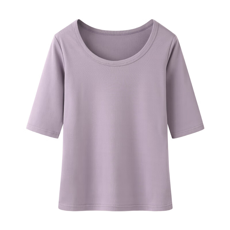 艾米恋22023夏季新款百搭时尚简约混纺半袖T恤 紫色 L(165/88A)