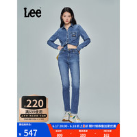 Lee 商场同款23春夏新品422标准直脚蓝色女牛仔裤LWB100422100-562 中深蓝色（27裤长） 27