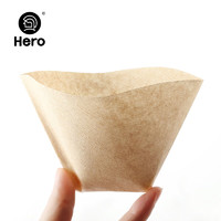 Hero（咖啡器具） Hero 咖啡滤纸 手冲咖啡过滤纸 滴漏咖啡机过滤纸原色100片