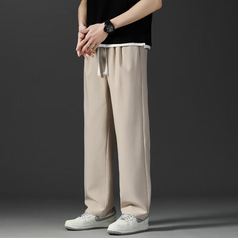 ROMON 罗蒙 【罗蒙】西裤男宽松直筒夏季裤子垂感高街松紧男士阔腿拖地休