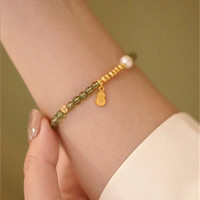HU LI LAN 湖麗蘭 橄欖石貝珠手鏈女手飾艷麗色彩 橄欖石珍珠手鏈