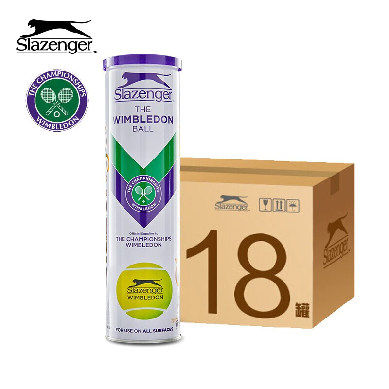 Slazenger 史莱辛格 4粒装网球 铁罐温网训练比赛用球整箱18筒340940