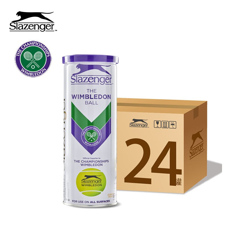 Slazenger 史莱辛格 3粒装网球 铁罐温网训练比赛用球整箱24筒340939