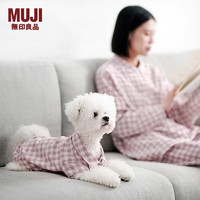 MUJI 無印良品 無印良品（MUJI）雙層紗織 寵物襯衫 寵物用品 寵物家居服小型犬適用 粉色格紋 S