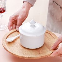 SKYTOP 斯凯绨 炖盅陶瓷带盖汤碗隔水燕窝蒸蛋羹煲炖汤盅家用骨瓷纯白直身炖盅