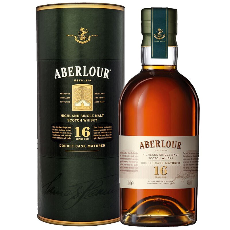 Aberlour 亚伯乐 双桶 16年 陈酿 苏格兰 高地产区 单一麦芽 威士忌 洋酒 700ml