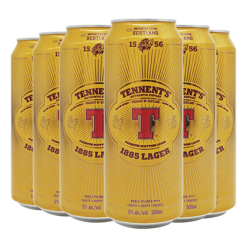 TENNENT 替牌拉格精酿  黄啤酒 整箱 英国进口 替牌500ml*6听装 新旧包装随机发货