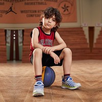 黑卡會員：NIKE 耐克 AirJordan童裝耐克兒童籃球服套裝男童夏季運動背心短褲透氣2件套