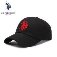 PLUS会员：us polo assn 保罗帽子男棒球帽男女通用户外运动休闲时尚纯棉鸭舌帽 黑