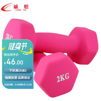 PLUS会员：CHENG YUE 诚悦 彩色浸塑哑铃男女士家庭用健身塑型器材组合套装2kg*2粉色CY-099