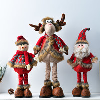 爱新奇 圣诞节公仔麋鹿伸缩老人雪人礼物玩偶圣诞树下橱窗摆件圣诞装饰品
