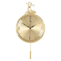 北极星新款轻奢挂钟黄铜时钟现代家用客厅简约装饰静音石英钟表