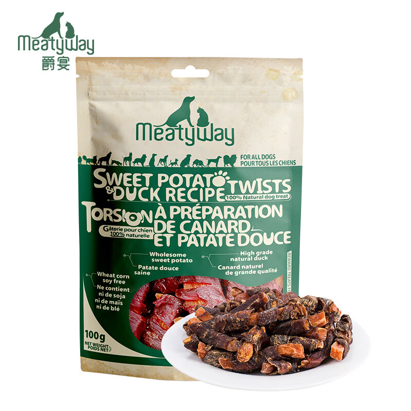 Meatyway 爵宴 狗零食鸭肉地瓜干 100g