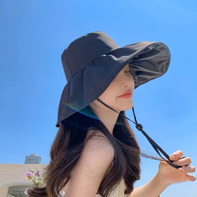 在水蓉 全顶黑胶遮阳帽