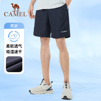 88VIP：CAMEL 駱駝 2024夏季薄款透氣彈力休閑寬松跑步五分短褲 幻影黑 XL