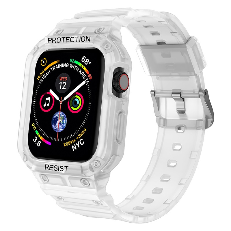 KEZTNG 适用apple watch9手表表带iwatch8/7/6/5/4/3透明保护套一体苹果手表带se硅胶S7防摔S5男女款49个性s6配件s8