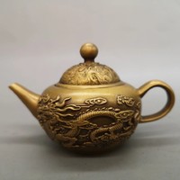 銅師傅 古玩收藏 黃銅龍鳳壺,形制端正;包漿溫潤,茶壺,酒壺