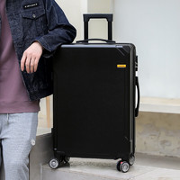 COW品牌旅行箱万向轮拉杆箱大容量铝框行李箱男女密码皮箱 黑色 20寸 可登机