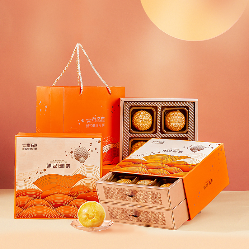 鲜品屋 月饼 鲜品雅韵精装双层月饼礼盒 910g