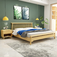 杜沃 实木床双人床 现代简约北欧1.2米1.5米卧室单人床  进口橡胶木架子床 温莎床1.2米
