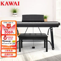 KAWAI 卡瓦依（KAWAI）电钢琴ES110黑色主机 88键重锤电子数码钢琴成人儿童初学专业家用