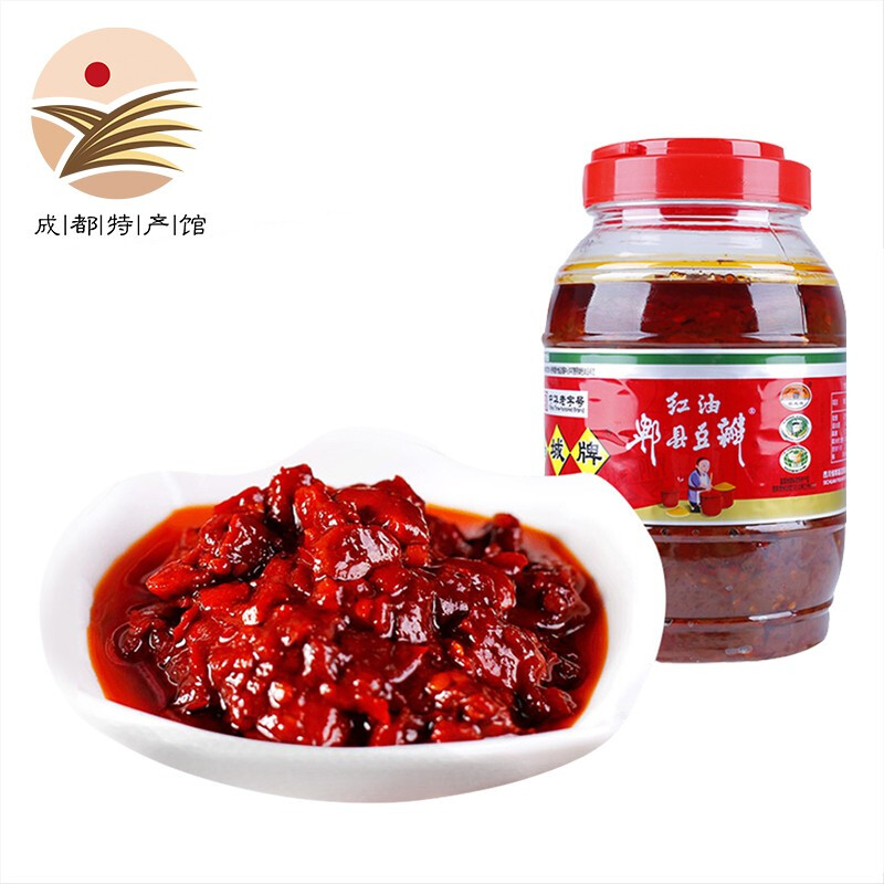鹃城牌 红油豆瓣酱 1200g大瓶装 四川特产炒菜辣椒酱临期处理