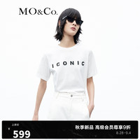 MO&Co.2023秋印花圆领短袖宽松棉质T恤MBC3TEE006 本白色 XS/155