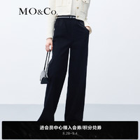 MO&Co.2023秋橡筋织带做旧拼接高腰黑色直筒牛仔裤MBC3JENT09 牛仔黑色 24/XXS