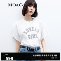 MO&Co.2023秋斑驳印花短袖宽松棉质T恤MBC3TEE021 本白色 S/160