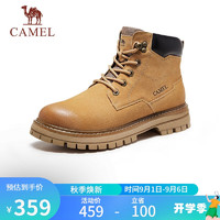 骆驼（CAMEL）男士休闲复古牛皮耐磨高帮厚底工装靴 GE12235388T 金黄 44