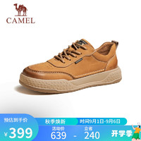 CAMEL 骆驼 男士复古牛皮耐磨厚底滑板休闲鞋 G13A075114 土黄 41