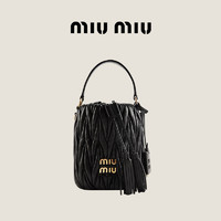 【新品】Miu Miu 缪缪女士Matelassé羊皮革水桶包单肩包