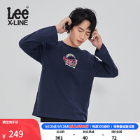 Lee XLINE23早秋舒适版印花圆领海军蓝男长袖T恤LMT0070923RX 海军蓝 XXL