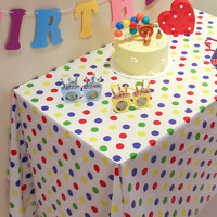 SHICAI 仕彩 一次性桌布生日派对桌布儿童party布置甜品台装饰塑料长方形圆点