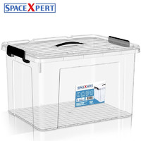 SPACEXPERT 近直角手提高透塑料收纳箱 65L单只 衣物整理箱储物箱搬家箱