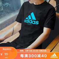 阿迪达斯 （adidas）短袖男春夏跑步休闲运动服圆领速干T恤 黑蓝JUDO XL