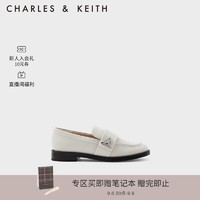 CHARLES&KEITH复古英伦通勤乐福鞋单鞋女CK1-70900478 粉白色Chalk 36