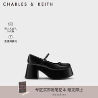 CHARLES&KEITH粗跟厚底复古玛丽珍鞋单鞋女CK1-80920027 Black Boxed黑色 36