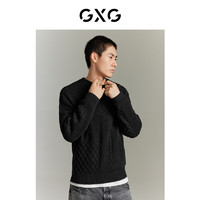 GXG男装 城市定义黑白纯色针织拼接肌理不易起球毛衣  黑色 190/XXXL