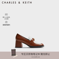 CHARLES&KEITH复古拼色粗跟乐福鞋女鞋单鞋女CK1-60280401 Brown棕色 41