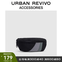 URBAN REVIVO男士时尚潮人街头风拼色腰包UAMB30009 黑色