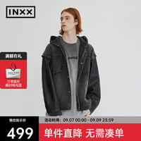 英克斯（inxx）ALLPICK 潮牌牛仔外套拼接连帽上衣APD3141067 黑色 S