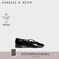 CHARLES&KEITH圆头交叉绊带芭蕾舞鞋玛丽珍鞋女CK1-70920132 Black Patent黑色 35