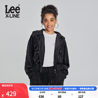 Lee XLINE23早秋舒适版短款黑色女丝绒连帽外套LWT007310204 黑色 XS