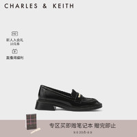 CHARLES & KEITH CHARLES&KEITH一脚蹬英伦风乐福鞋女单鞋CK1-70580206 Black Boxed黑色 39