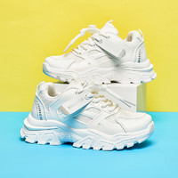 回力儿童小白鞋男女童运动跑步鞋网面老爹鞋 WZ(CL)-0254 白色 36 