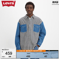 Levi's李维斯银标系列男士格子牛仔衬衫复古潮流 蓝色格纹 XS