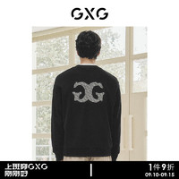 GXG男装 城市定义 黑色小香风斜纹肌理后背大图卫衣  黑色 175/L