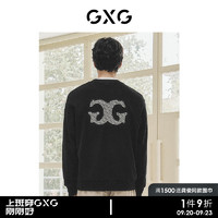 GXG男装 城市定义 黑色小香风斜纹肌理后背大图卫衣  黑色 170/M